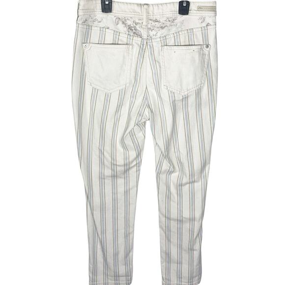 ANTHROPOLOGIE PILCRO Women’s Kenna Cream Striped Floral Slim Pant - Picture 4 of 5